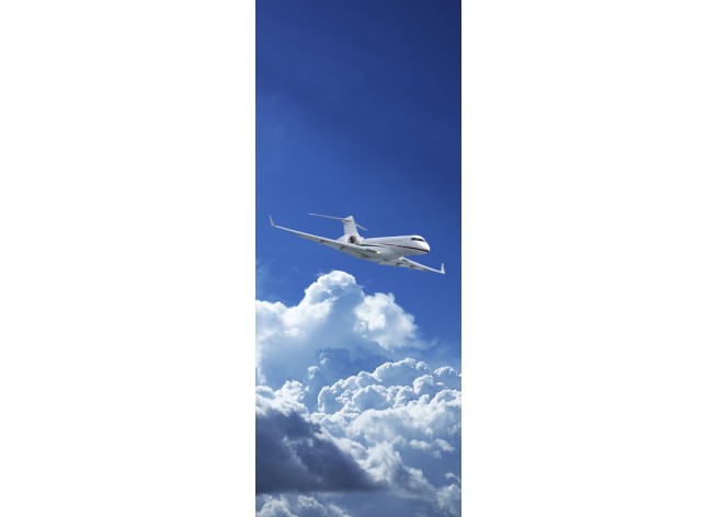 Наклейка на дверь Частный самолёт в голубом небе